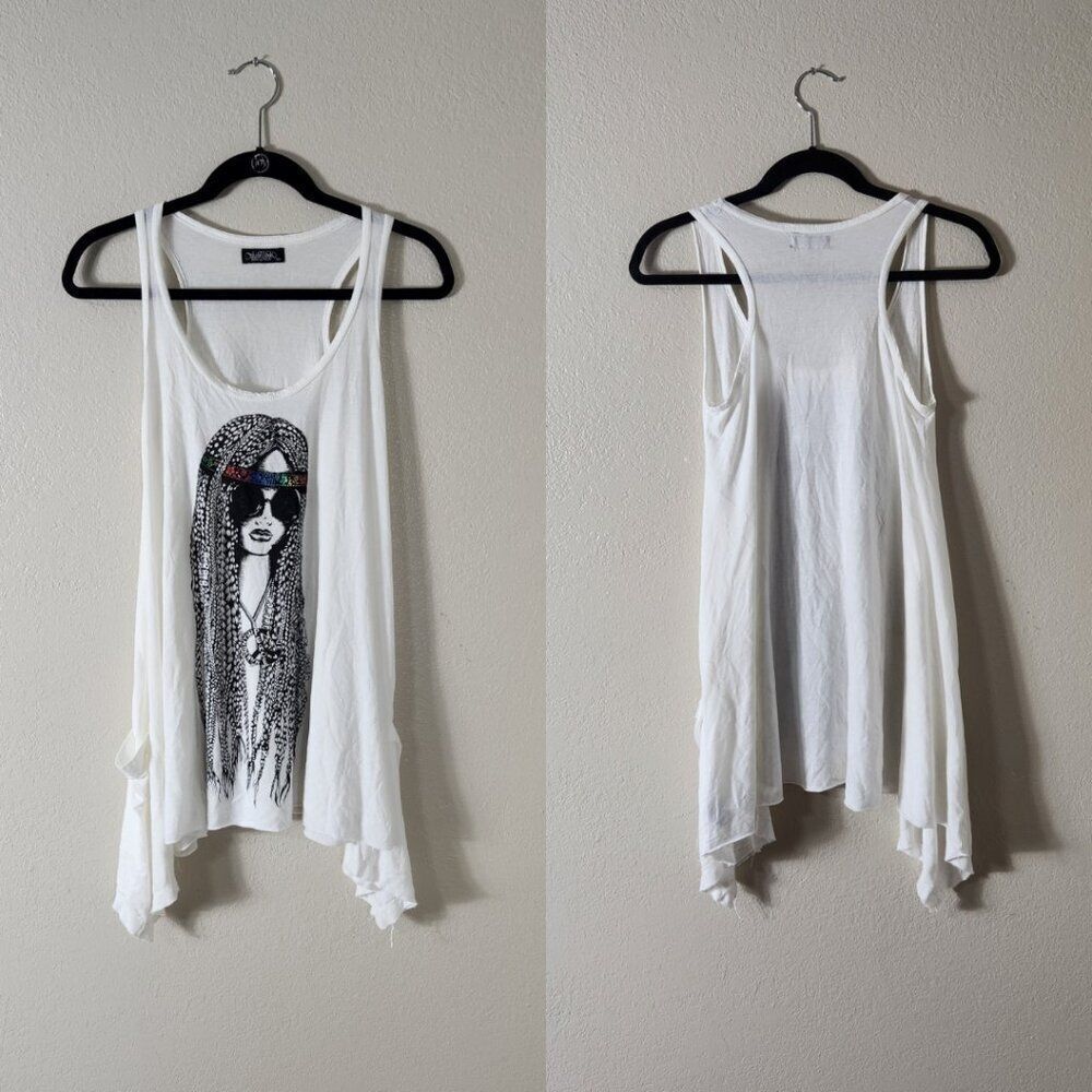 Lauren Moshi Beverly Hills Tank Top Size XS - Hippie Lady Print